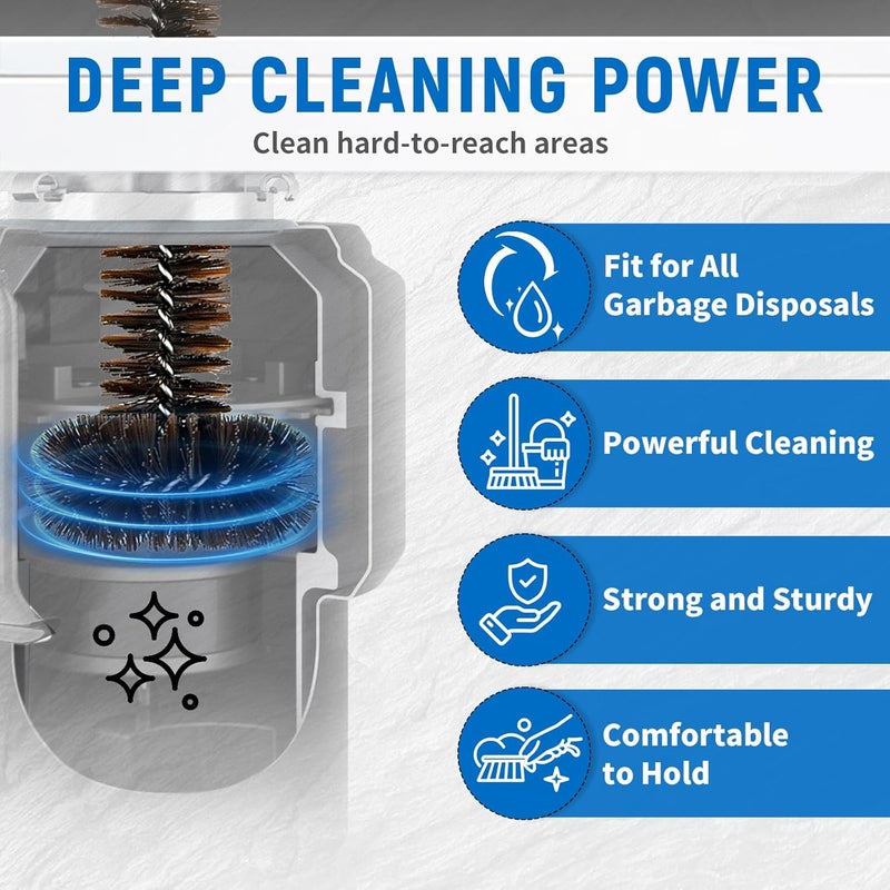 Ullnosoo Garbage Disposal Brush, Universal Cleaning Cleaner Brush with Extra Long Handle Eliminates Residue and Odor 15inch - Image 2